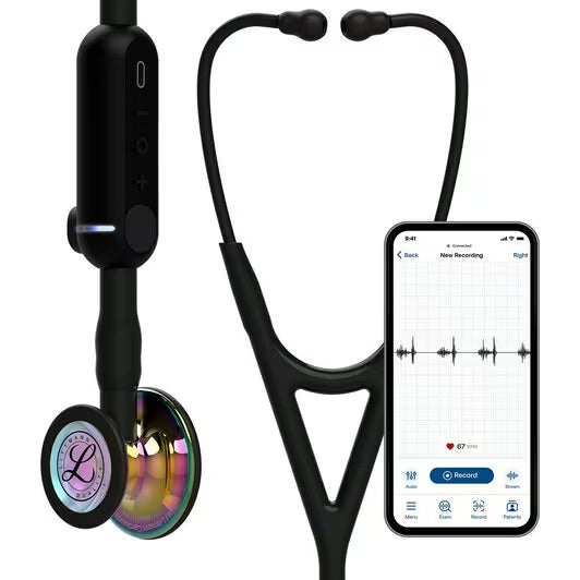 3M Littmann CORE Digital Stethoscope, Black Tube w/ High Polish Rainbow Chestpiece **ITEM ON BACK ORDER**