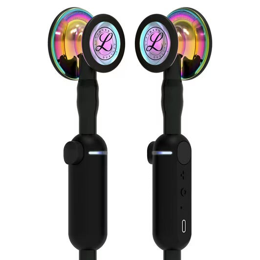 3M Littmann CORE Digital Stethoscope, Black Tube w/ High Polish Rainbow Chestpiece **ITEM ON BACK ORDER**