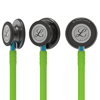 3M LITTMANN CLASSIC III, LIME GREEN AND SMOKE W/ BLUE STEM **ITEM ON BACK ORDER**