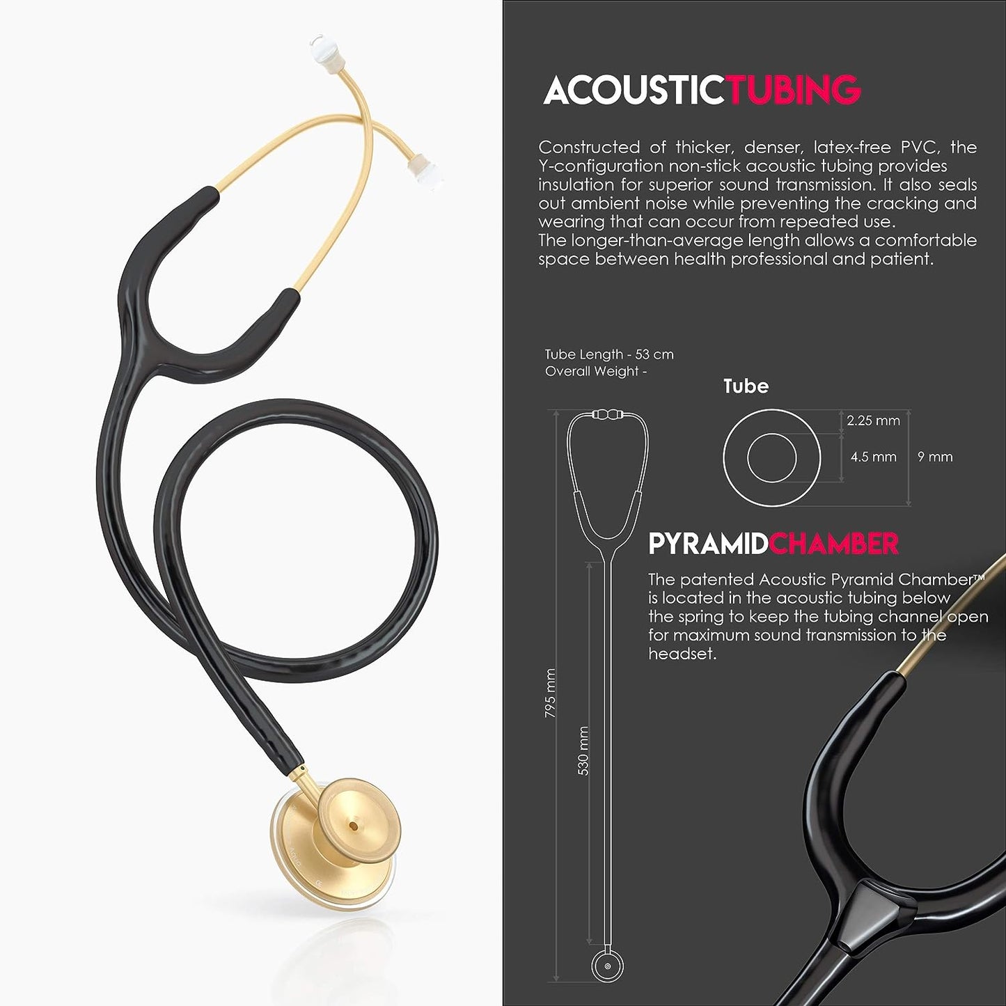 MDF Acoustica® Stethoscope - Black/Gold