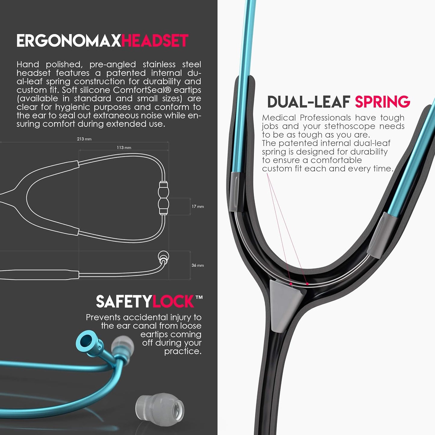 MDF Acoustica® Stethoscope - Black/Aqua