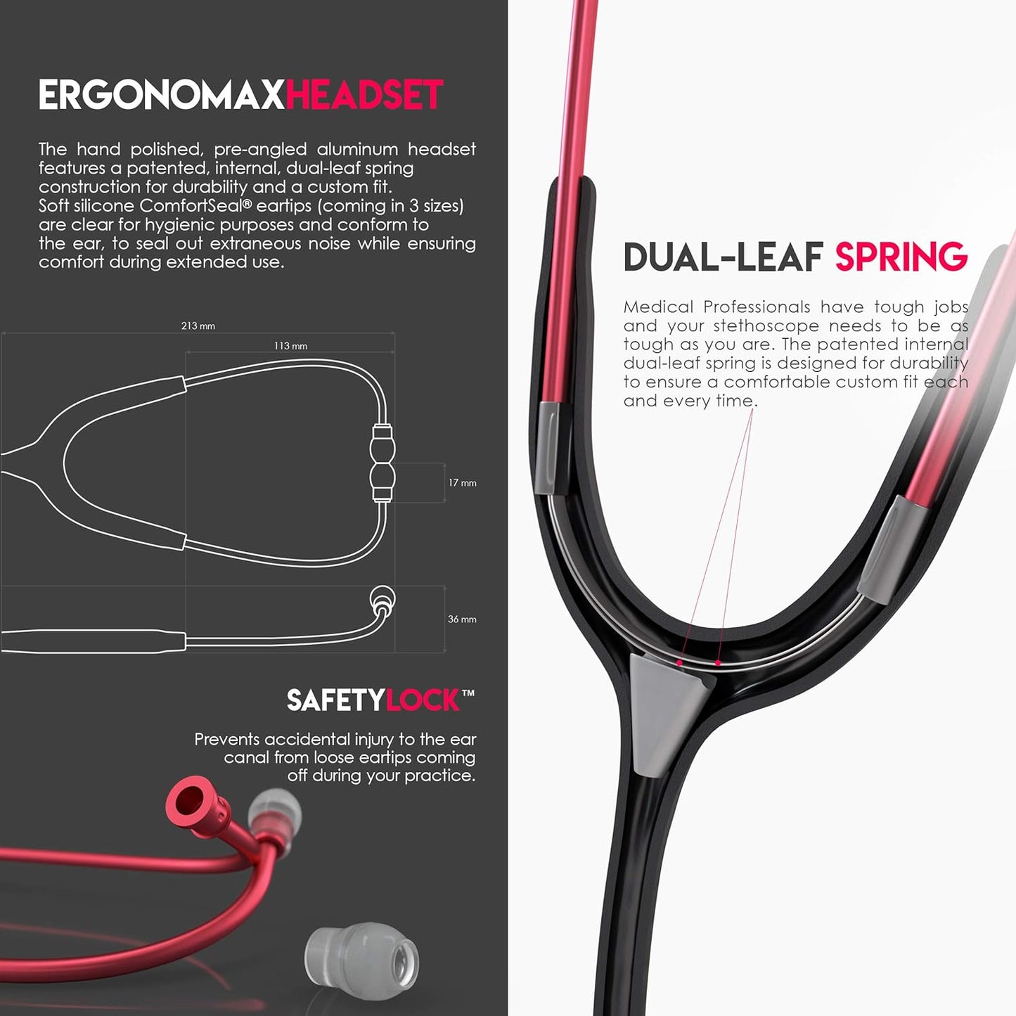 MDF Acoustica® Stethoscope - Black/Red