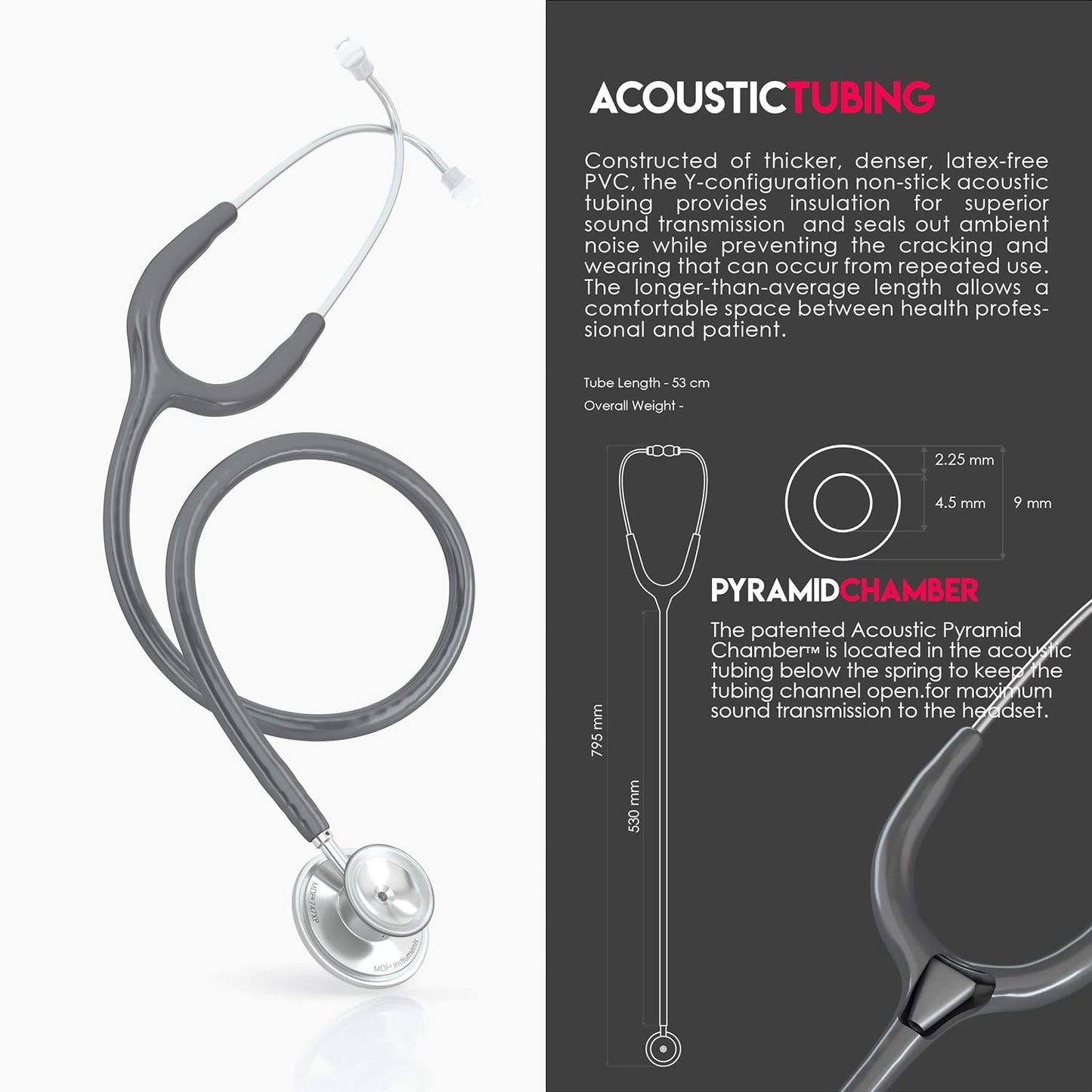 MDF Acoustica® Stethoscope - Grey