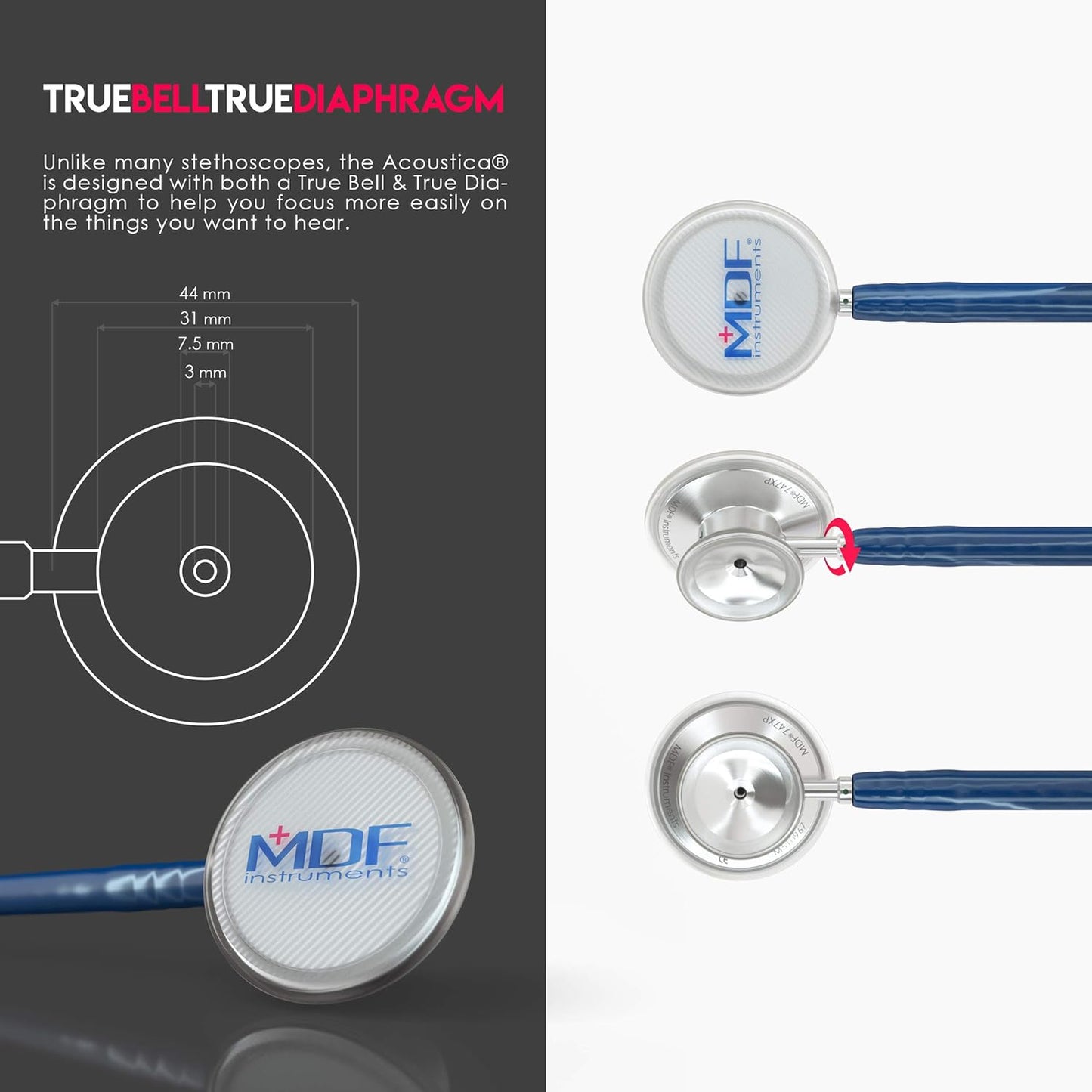 MDF Acoustica® Stethoscope - Navy Blue