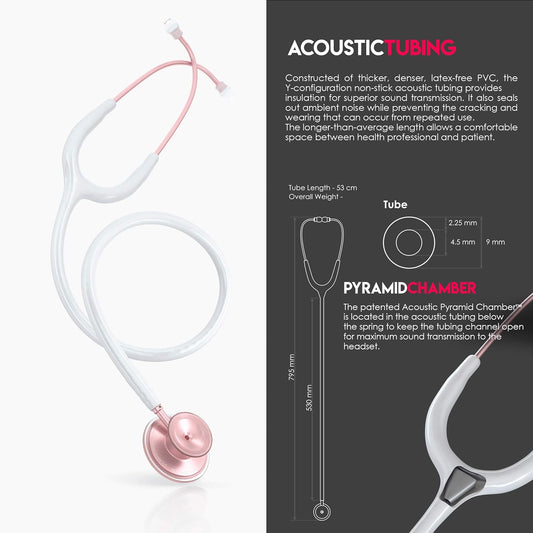 MDF Acoustica® Stethoscope - White/Matte Rose Gold