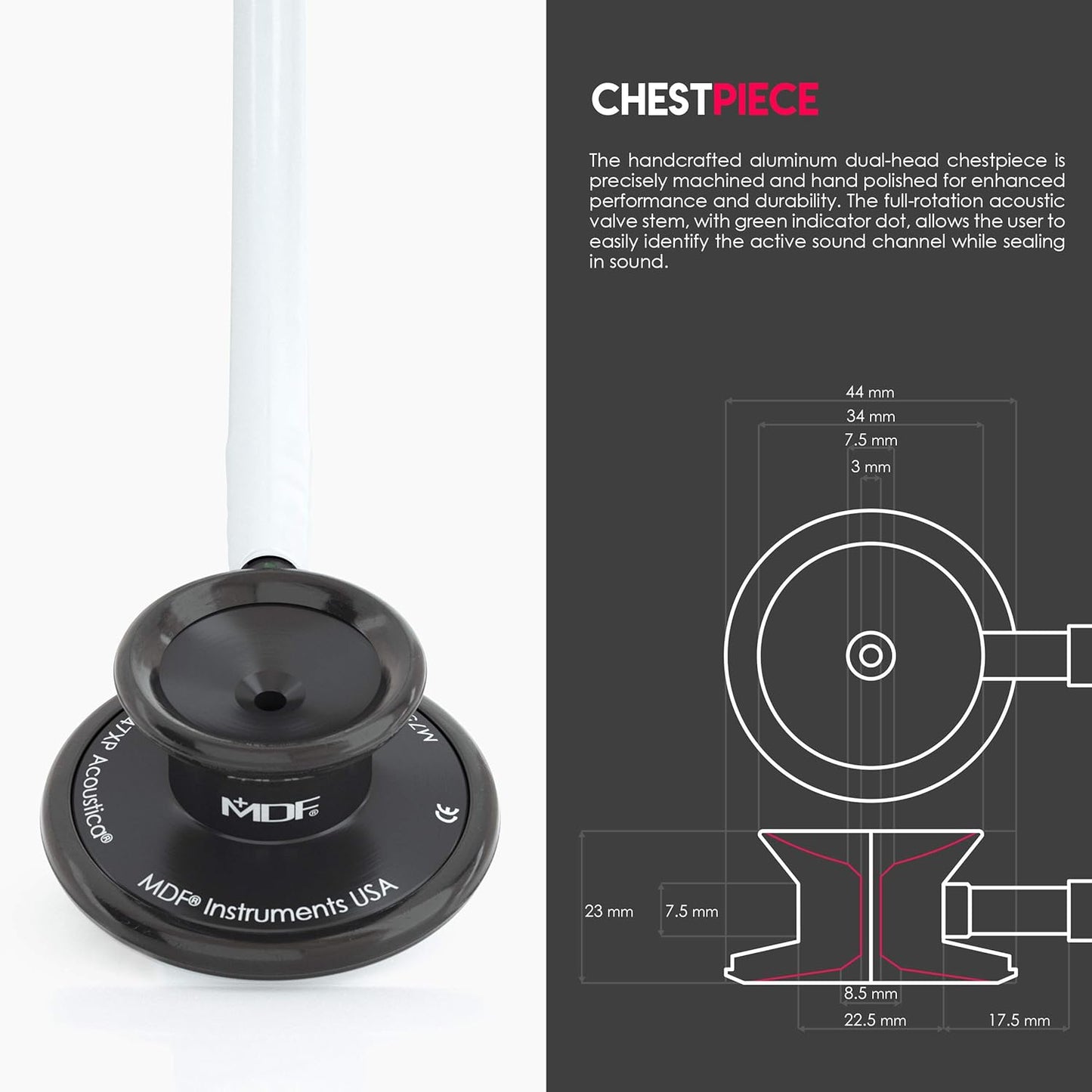 MDF Acoustica® Stethoscope - White/Black