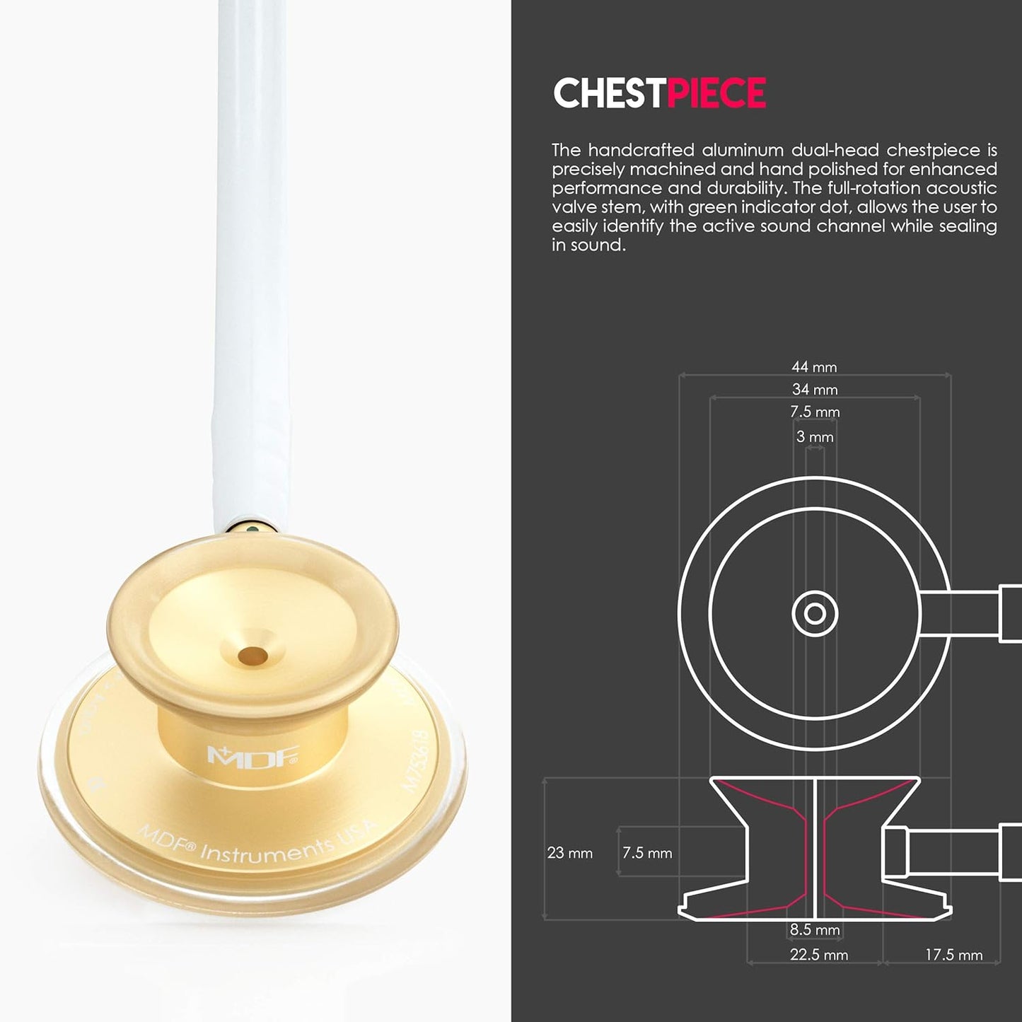 MDF Acoustica® Stethoscope - White/Gold
