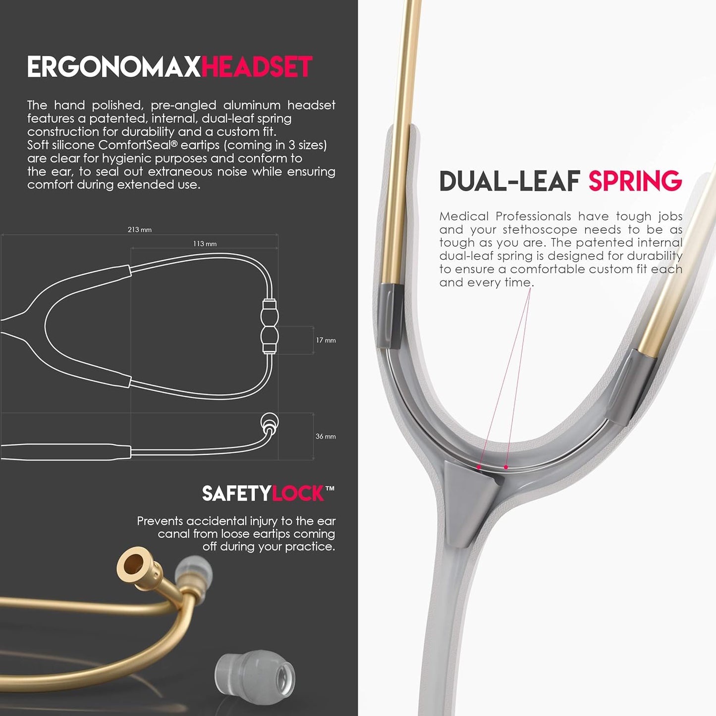 MDF Acoustica® Stethoscope - White/Gold