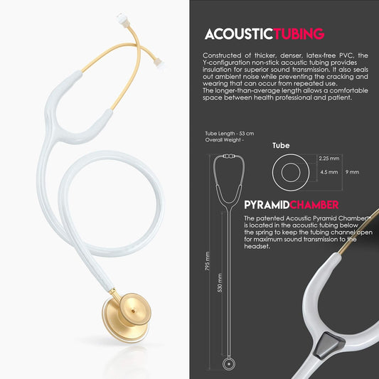 MDF Acoustica® Stethoscope - White/Gold