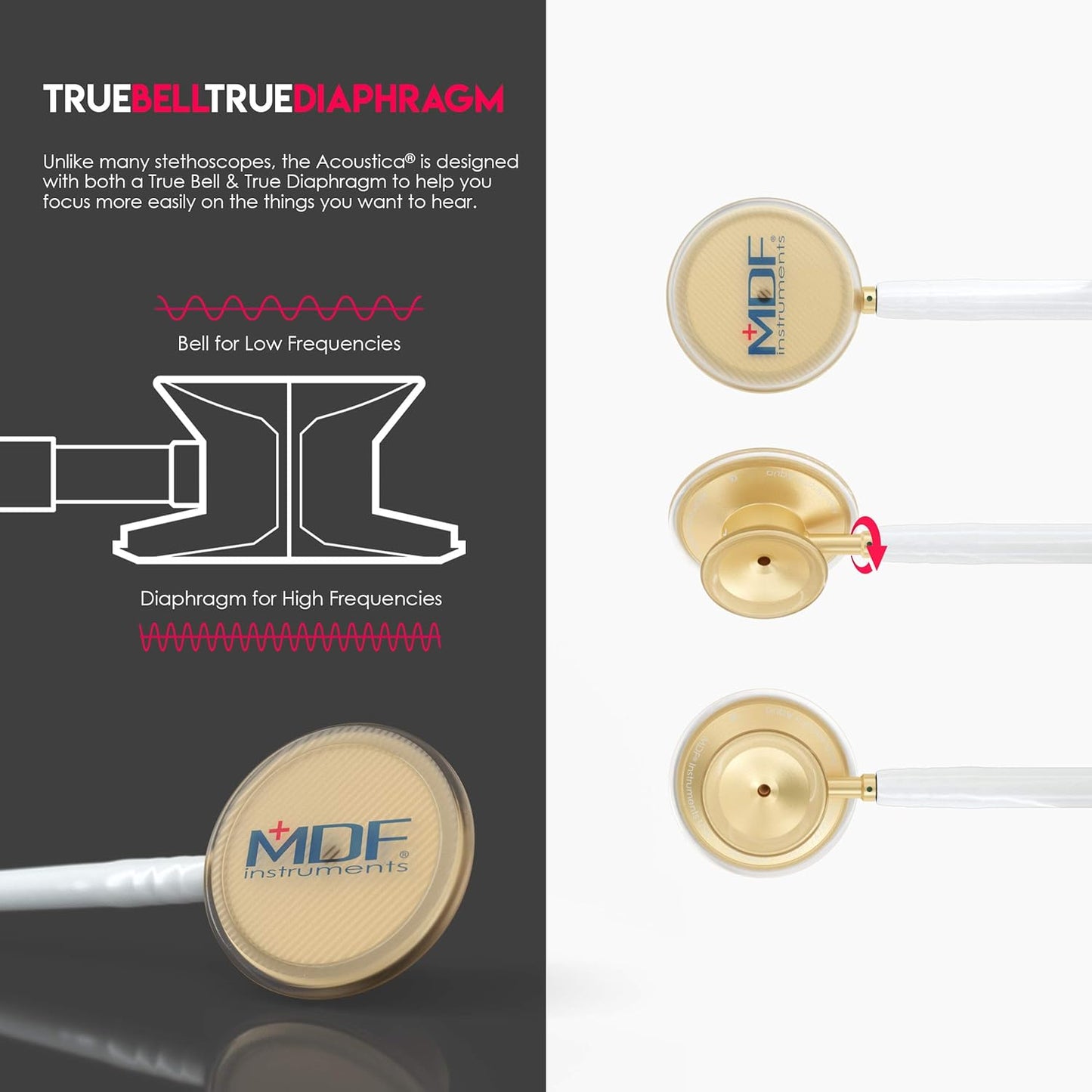 MDF Acoustica® Stethoscope - White/Gold