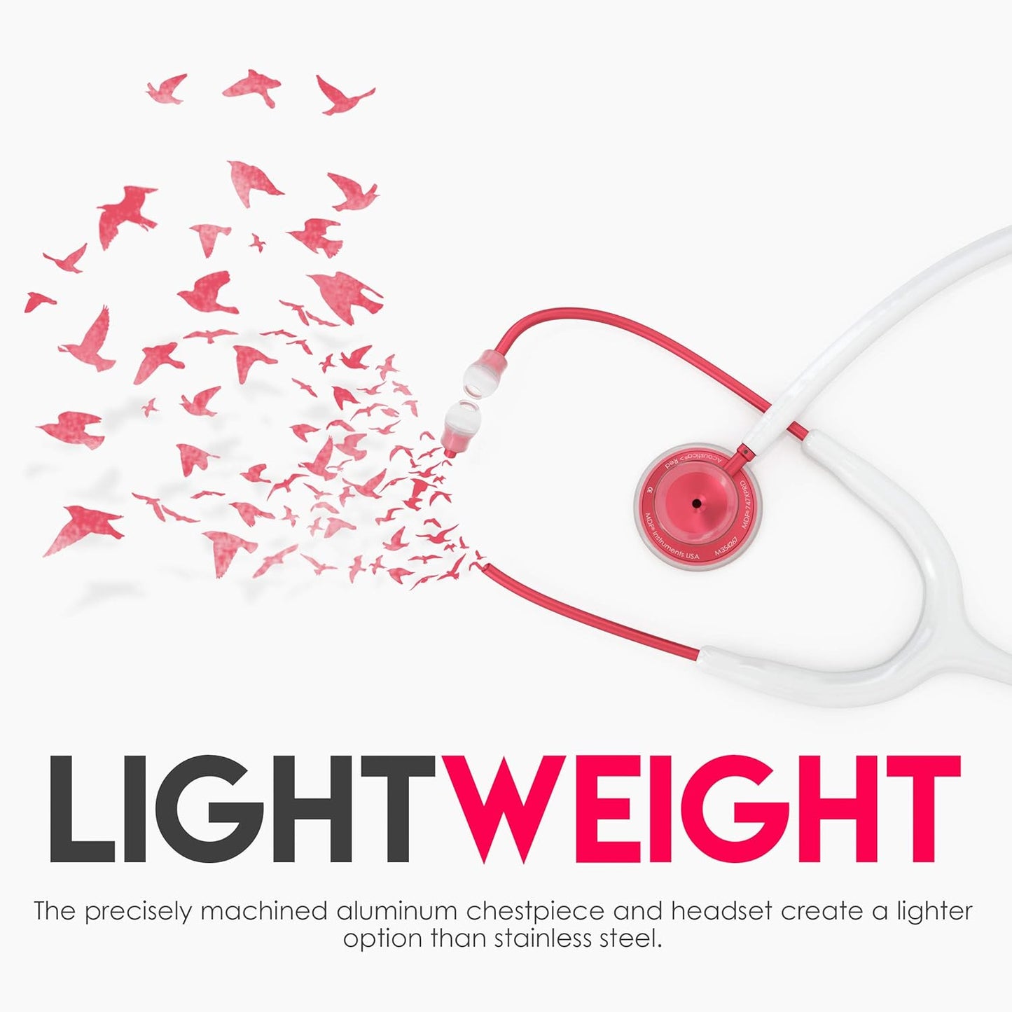 MDF Acoustica® Stethoscope - White/Red