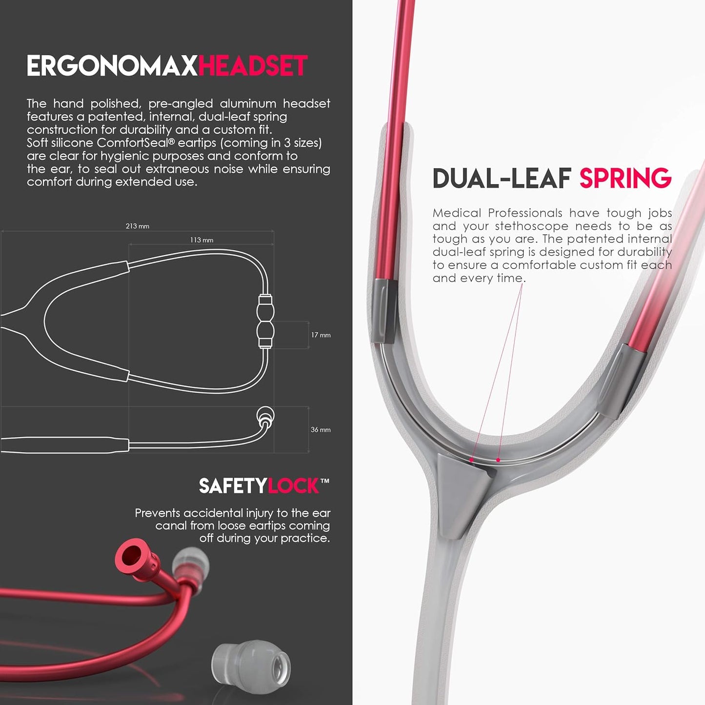 MDF Acoustica® Stethoscope - White/Red