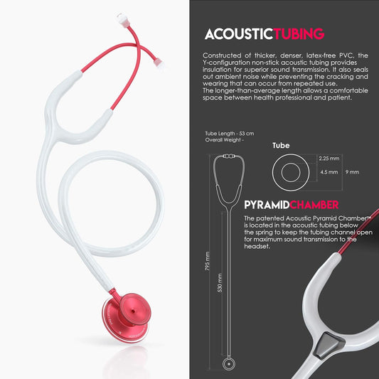MDF Acoustica® Stethoscope - White/Red