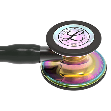 3M LITTMANN CARDIOLOGY IV, BLACK AND HIGH-POLISH RAINBOW W/ BLACK STEM   **ITEM ON BACK ORDER**