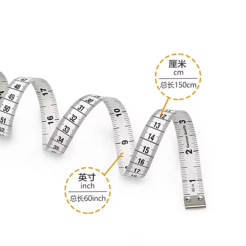 Measuring tape with both centimeter and inch markings on a white background