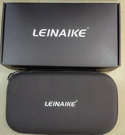 Black carrying case with LEINAIKE branding on a beige background