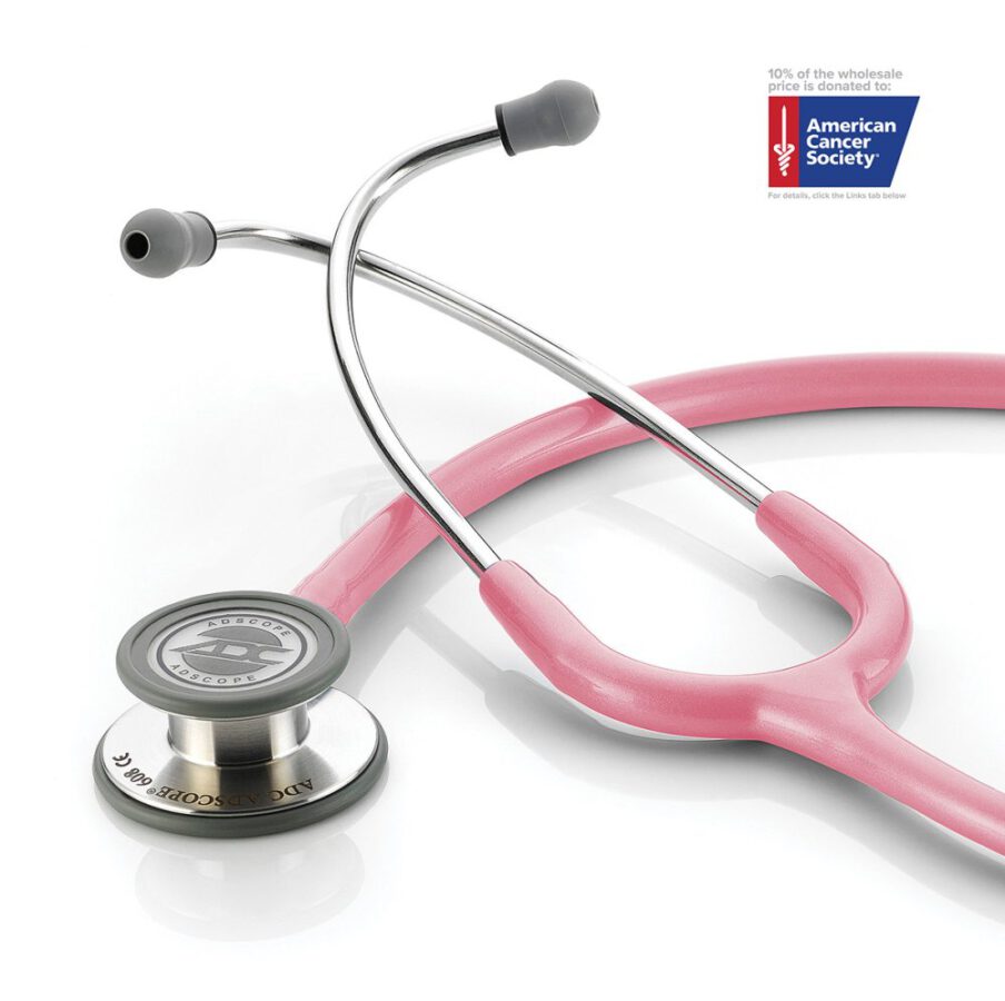 ADC Adscope Clinician 608 Stethoscope, BREAST CANCER AWARENESS METALLIC PINK,   **Item on Back Order**