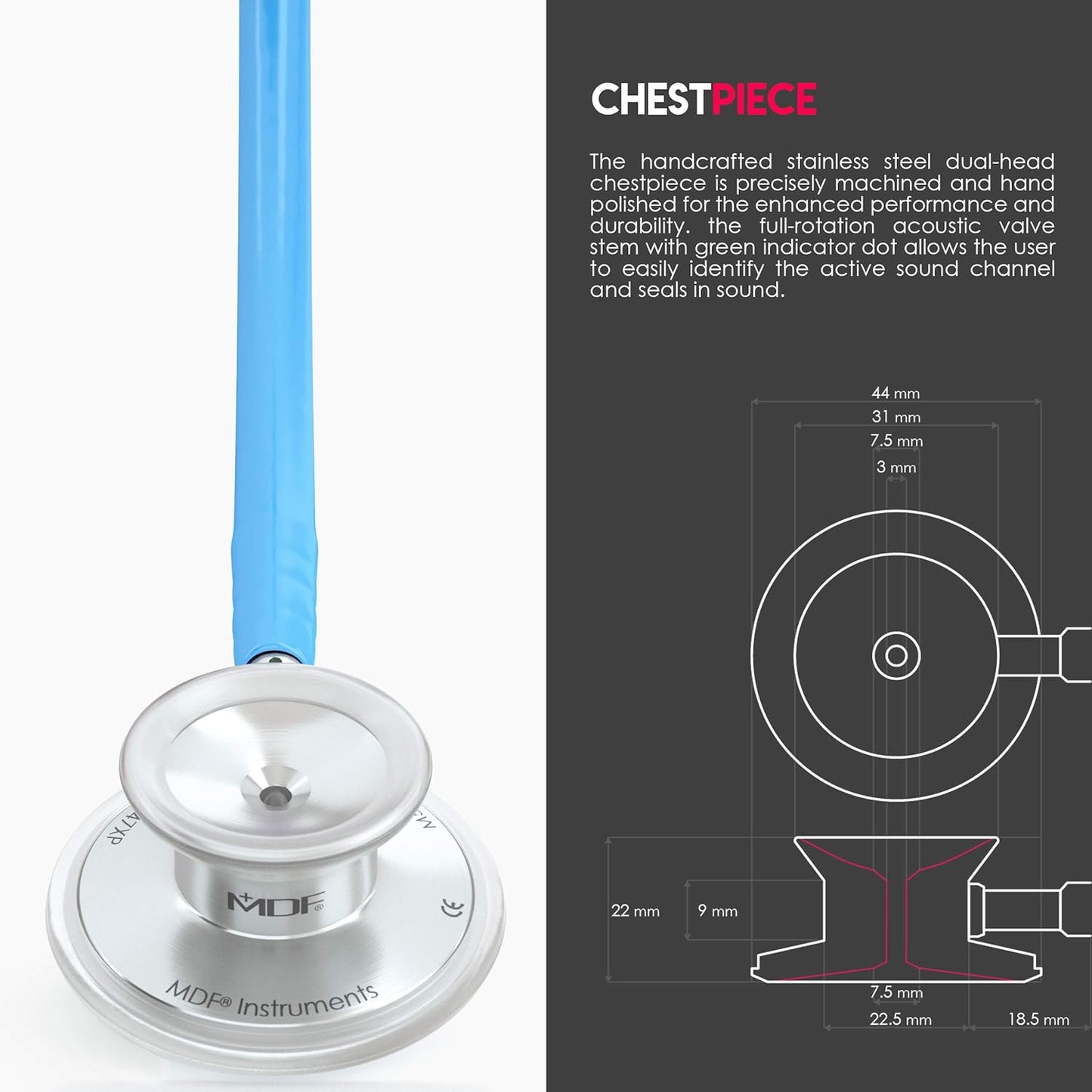 MDF Acoustica® Stethoscope - Bright Blue