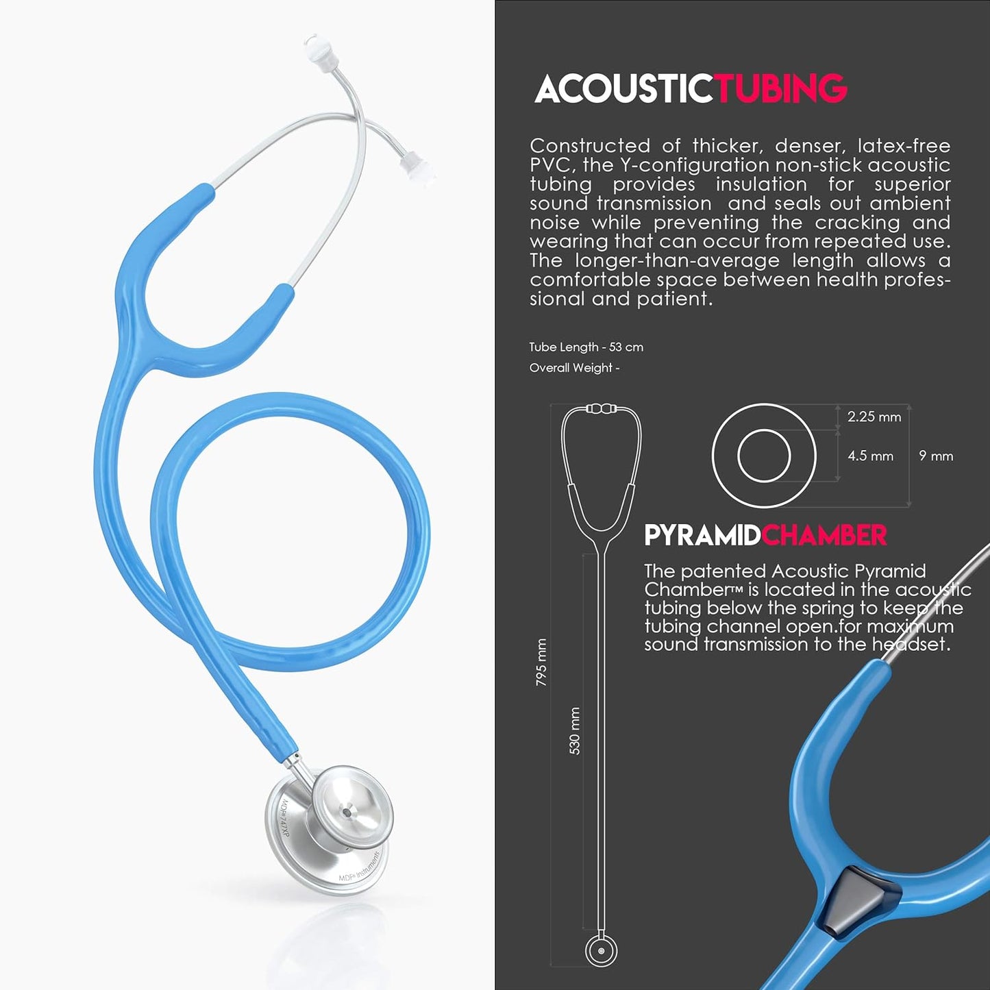 MDF Acoustica® Stethoscope - Bright Blue