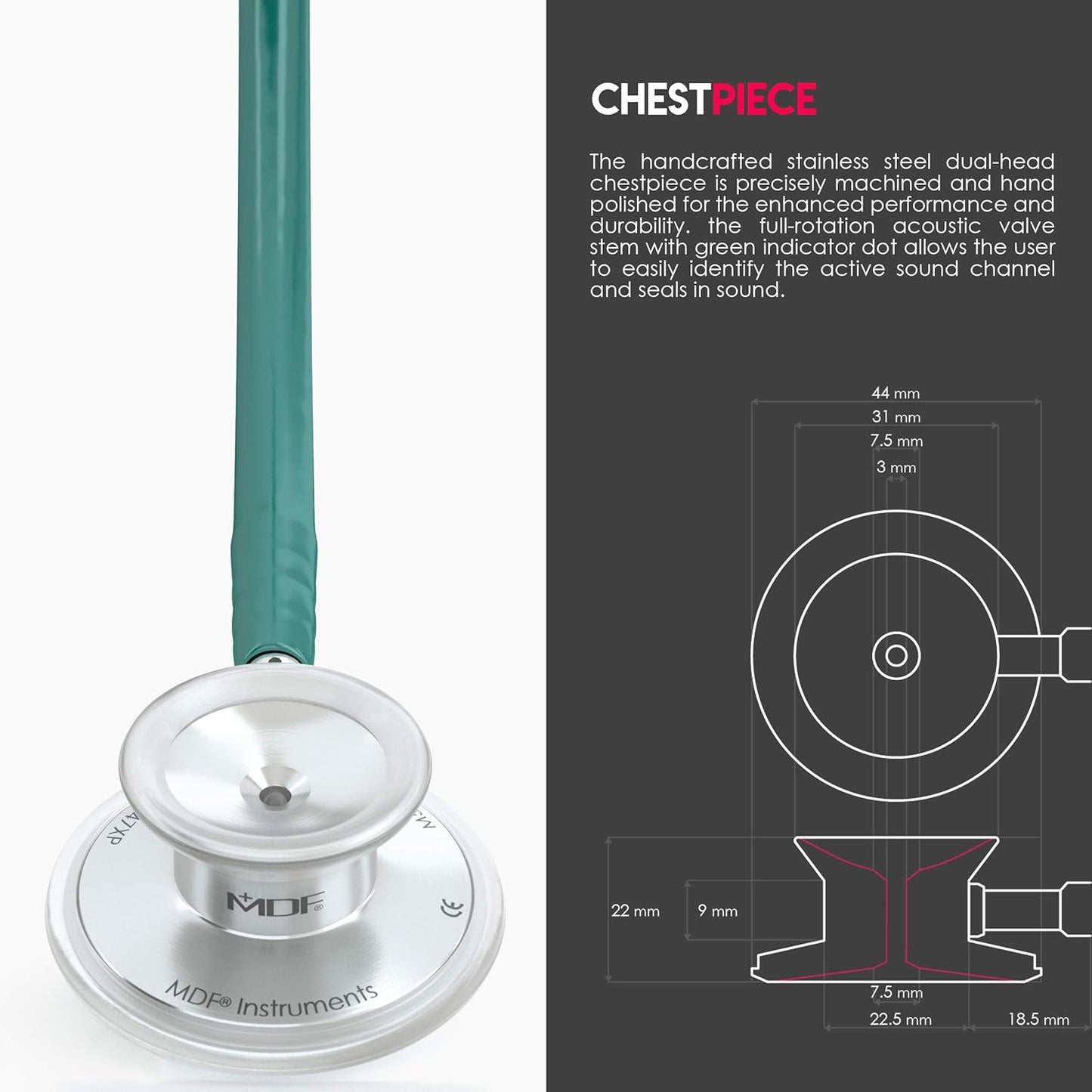 MDF Acoustica® Stethoscope - Green