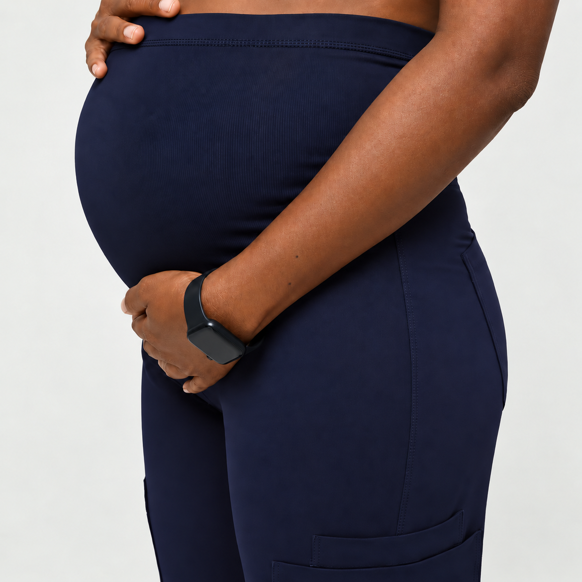 SMSG Maternity Scrubs Set – Mandarin Collar Top & Jogger Pants | 4-Way Stretch, Over-Belly Support