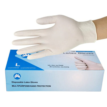 Disposable LATEX Examination Gloves, White