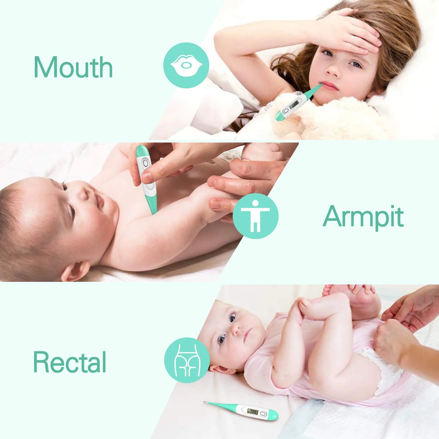 Digital Thermometer, for Oral, Underarm & Rectal Use